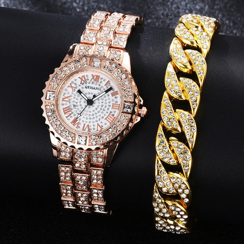 Diamond Women Watches Gold Watch Ladies Wrist Watches Luxury Brand Rhinestone Women's Bracelet Watches Female Relogio Feminino
