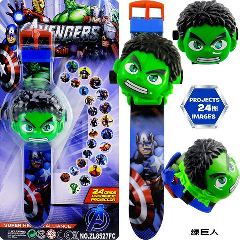 Children Watch The 3D Projection Cartoon Ultraman Spiderman Ironman Princess Digital Watches Kids Watches Toy