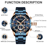 CURREN Men Watch Top Brand Luxury Sports Quartz Mens Watches Full Steel Waterproof Chronograph Wristwatch Men Relogio Masculino