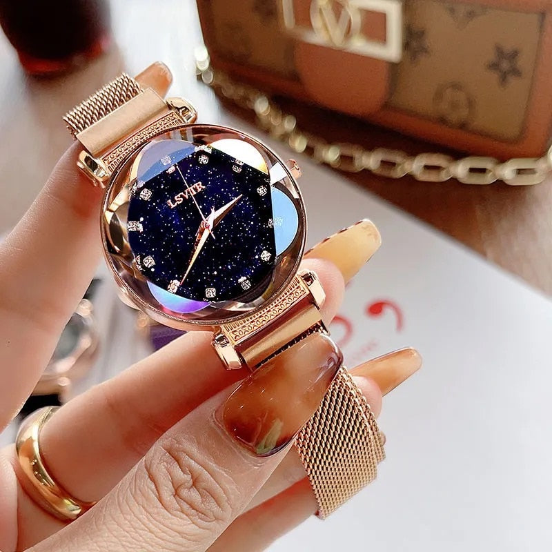 Cluse Ladies Triomphe Rose Gold Mesh Strap Watch & Star Bracelet Gift Set -  Women's Watches from Faith Jewellers UK