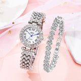 Luxury Women Rose Gold Watch Fashion Ladies Quartz Diamond Wristwatch Elegant Female Bracelet Watches 2pcs Set Reloj Mujer