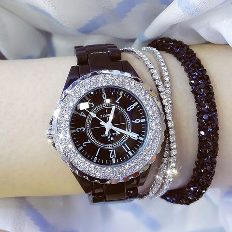 Ceramic Diamond Watches Woman 2021 Famous Brand Black Watch Women Strap Women's Wristwatch Rhinestone Women Wrist Watches 2020