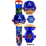 Children Watch The 3D Projection Cartoon Ultraman Spiderman Ironman Princess Digital Watches Kids Watches Toy