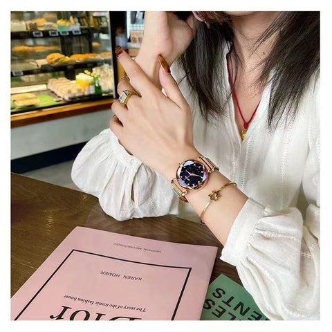 2021 Brand Women Watches Fashion Square Ladies Quartz Watch Bracelet Set Green Dial Simple Rose Gold Mesh Luxury Women Watches