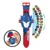 Children Watch The 3D Projection Cartoon Ultraman Spiderman Ironman Princess Digital Watches Kids Watches Toy